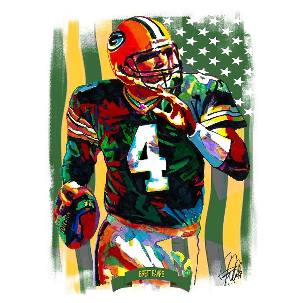 Brett Favre Green Bay Packers Football Sports Poster Print Art 18x24